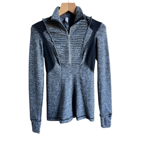 lululemon athletica Jackets & Blazers - Lululemon Run Your Heart Out Half Zip Pullover Ruffle Detail Jacket Grey, Size 4
